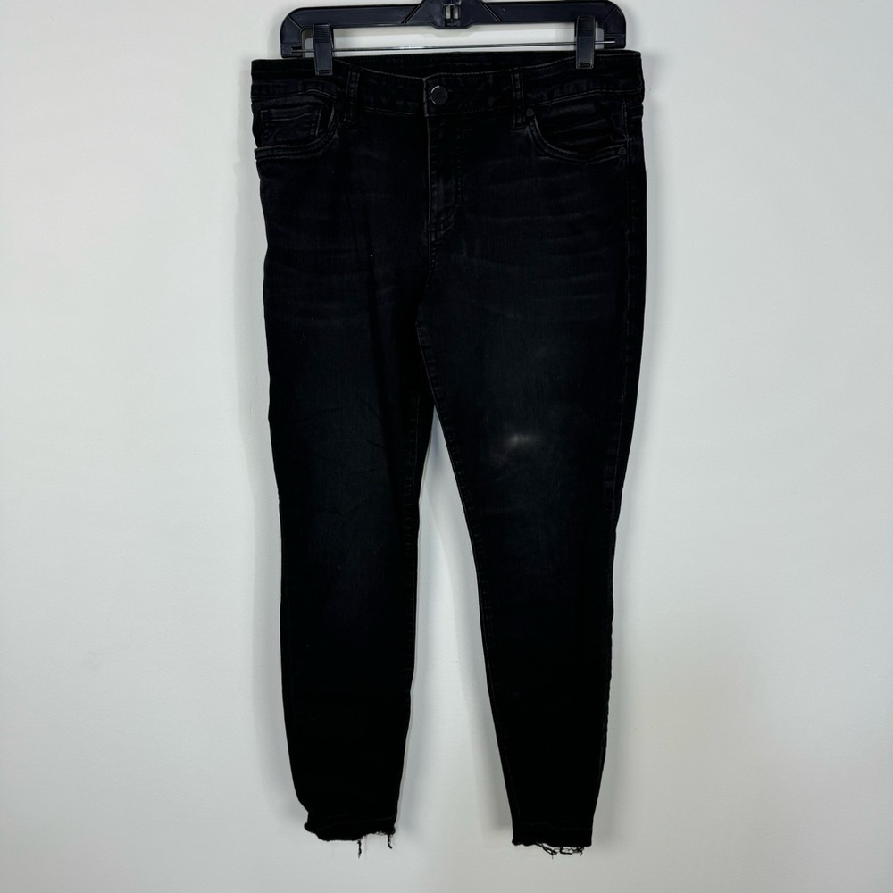 Kut from the Kloth Ankle Skinny raw hem fray black Denim Jeans